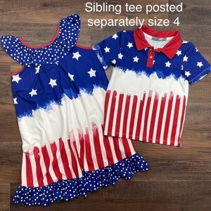 Patriotic 4th of July Dress Size 8 • Sibling tee avail